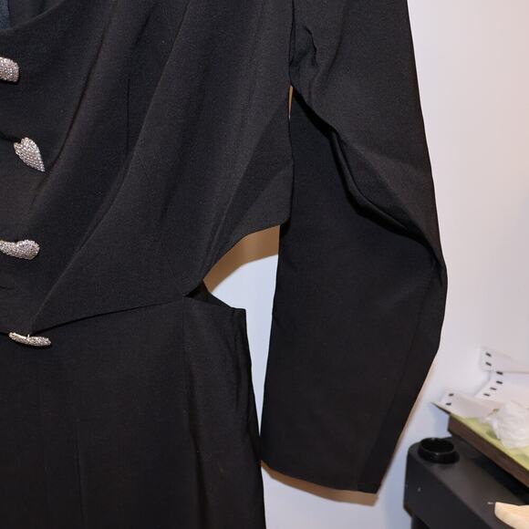 Fashion to Figure Size O (XL) Heart Button Jumpsuit with Waist Cutouts Black - Picture 2 of 16